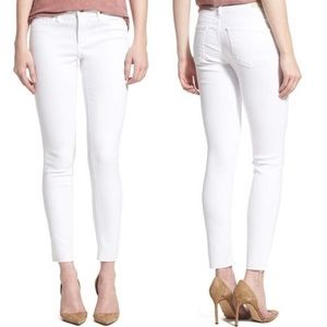 AG Adriano Goldschmied Raw Hem Ankle Legging Super Skinny White Jeans